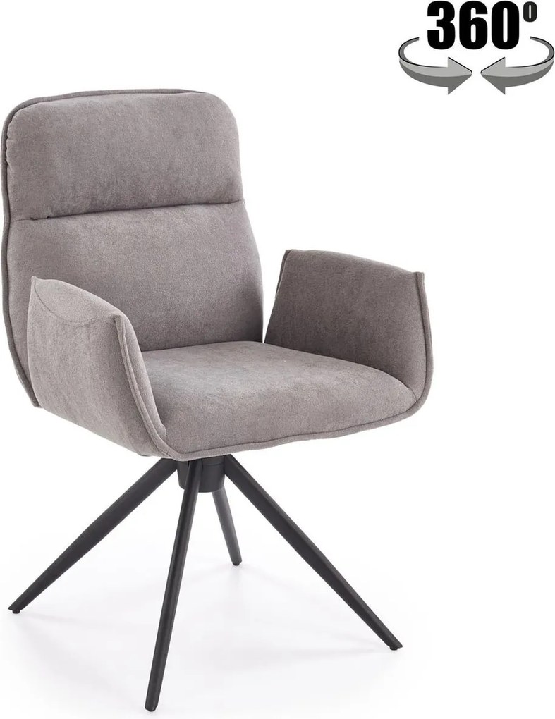 Sedia K574 girevole in tessuto grigio chiaro – 60x60x88 cm