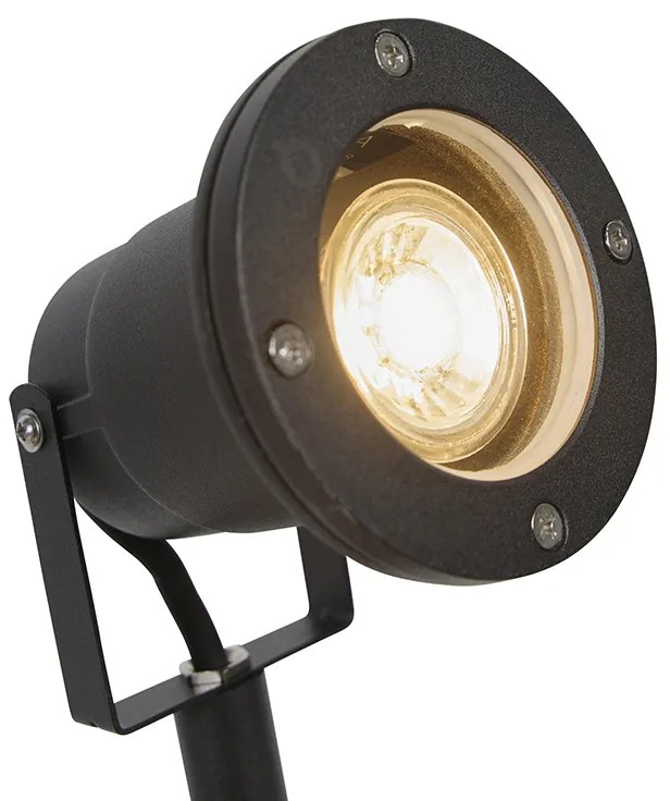 Faretto a picchetto nero orientabile IP44 con cavo e spina - Basic