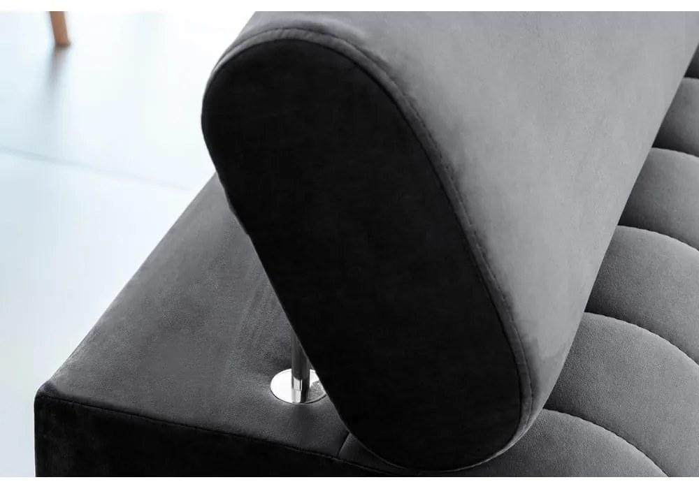 Divano grigio scuro allungabile e rivestimento in velluto 261 cm Laurence – ELTAP