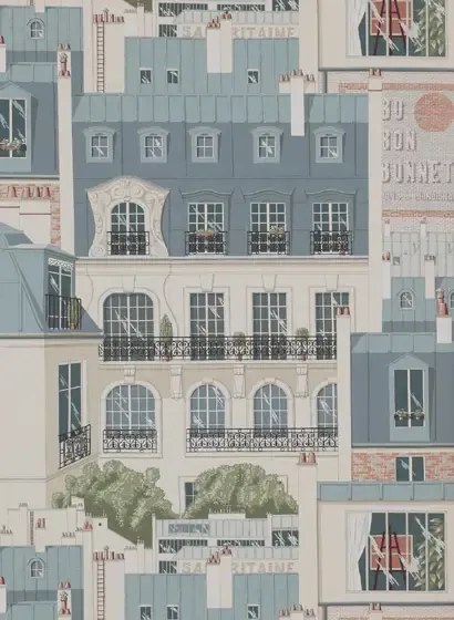 Manuel Canovas Carta da parati Les Toits de Paris - Vert de Gris