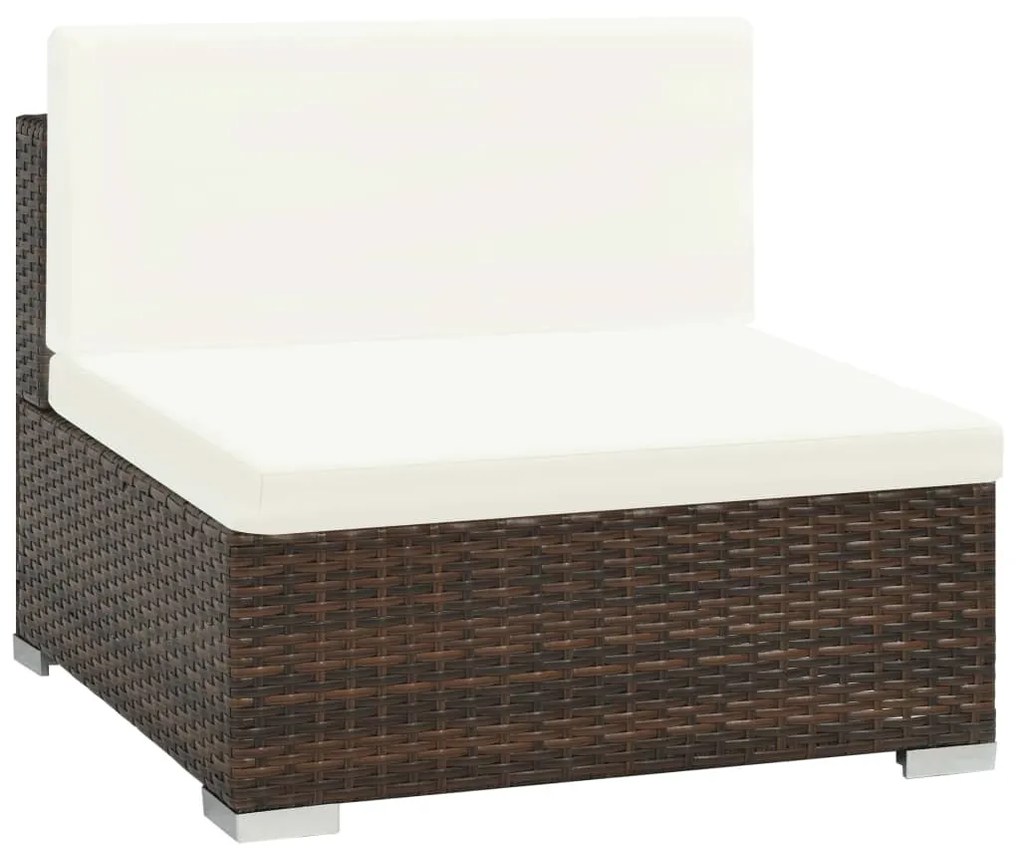 Set divani da giardino 6 pz con cuscini in polyrattan marrone