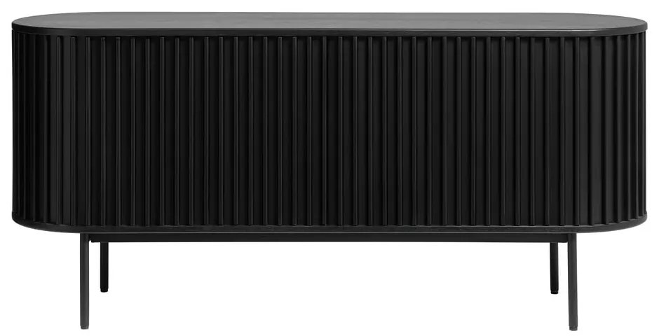 Cassettiera bassa nera in rovere con ante scorrevoli 73x160 cm Siena - Unique Furniture