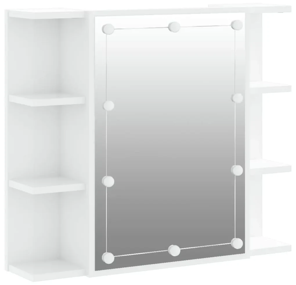 Mobile a specchio con led bianco lucido 70x16,5x60 cm
