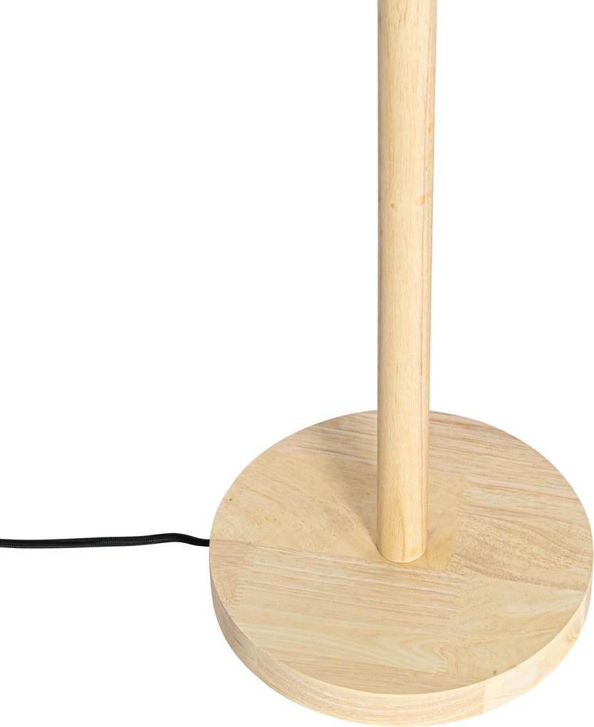 Lampada da terra in legno con paralume in velluto color talpa 40 cm - Mels