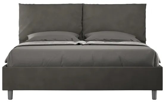 Letto contenitore da 160x190 in microfibra grigio Antea