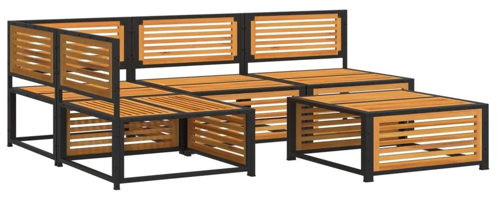 Set divano da giardino 5 pz con cuscini legno massello acacia