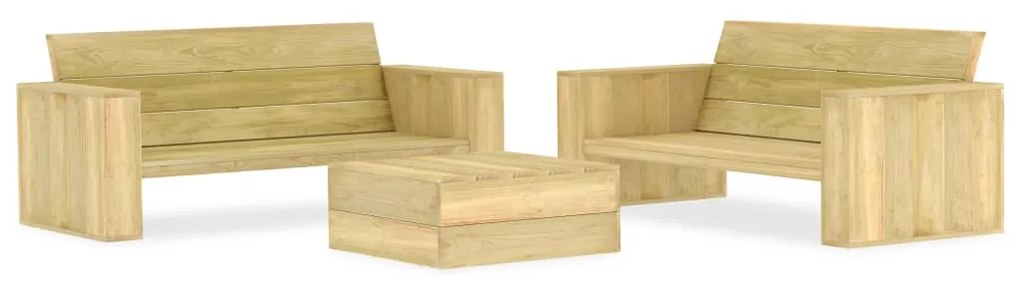 Set divani da giardino 3 pz in legno di pino impregnato