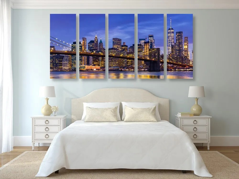 Quadri 5 pezzi – Ponte affascinante a Brooklyn
