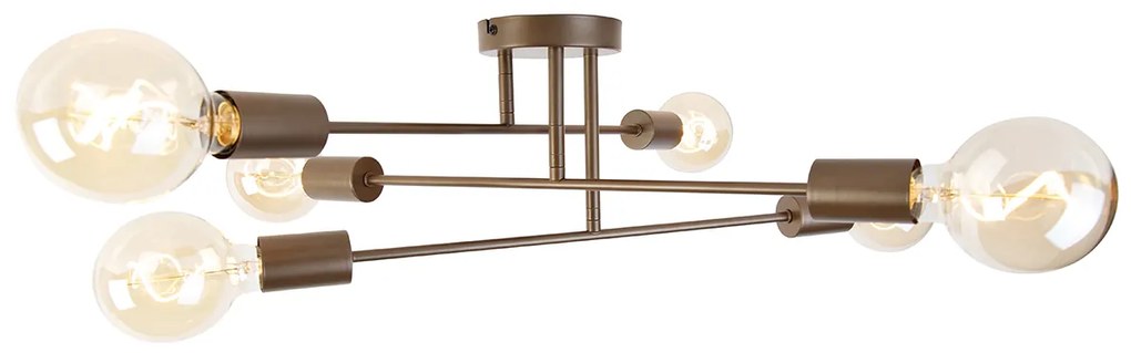 Plafoniera industriale bronzo scuro 6 luci - Sydney