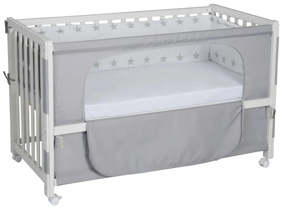 Culla bianca su ruote con baldacchino 60x120 cm Little stars - Roba