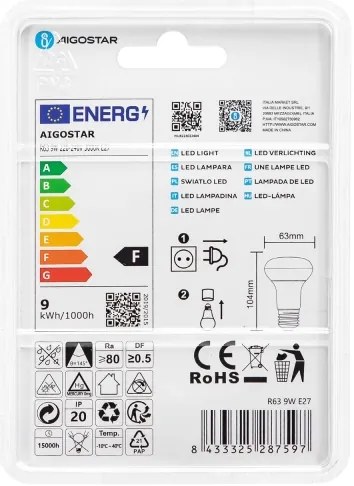 Lampadina LED R63 E27/9W/230V 3000K - Aigostar