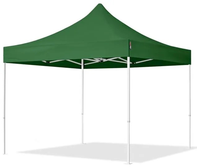 TOOLPORT 3x3m gazebo pieghevole con laterali (finestre), ECONOMY acciaio, verde scuro - (581832)