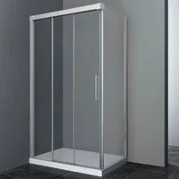 Box doccia angolare 110x80 cm GME Trio profili in alluminio e vetri trasparenti 6 mm