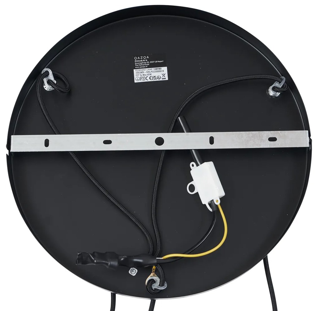 Lampada a sospensione retrò nera con 3 luci color tortora - Felt