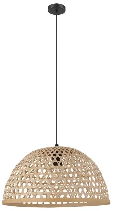 Lampadario Natura Claverdon nero paralume marrone E27 Ø49.5cm EGLO