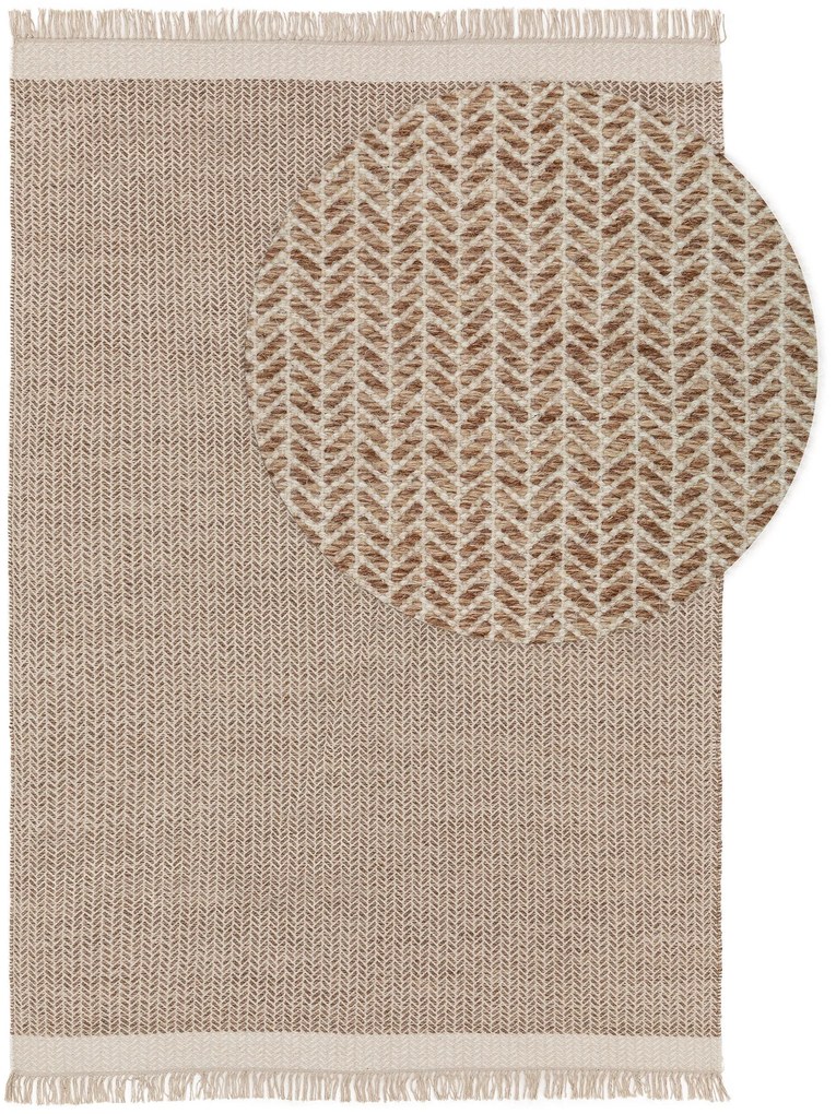 benuta Pure Tappeto di lana Kim Beige 80x120 cm - Tappeto fibra naturale