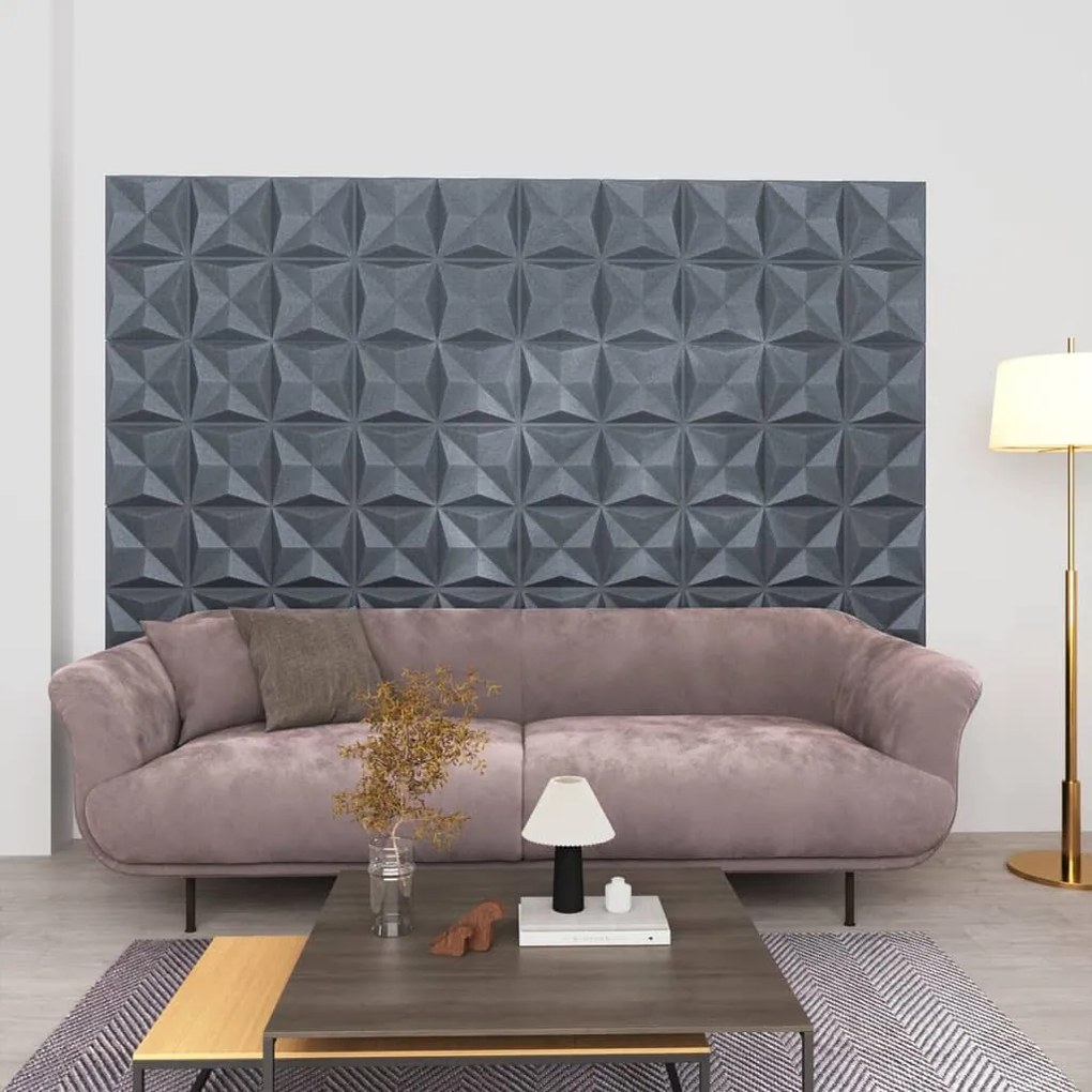 Pannelli Murali 3d 12 Pz 50x50 Cm Grigi Origami 3 M² /