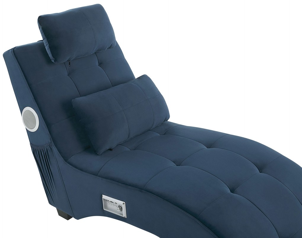 Chaise longue velluto blu con casse bluetooth SIMORRE Beliani