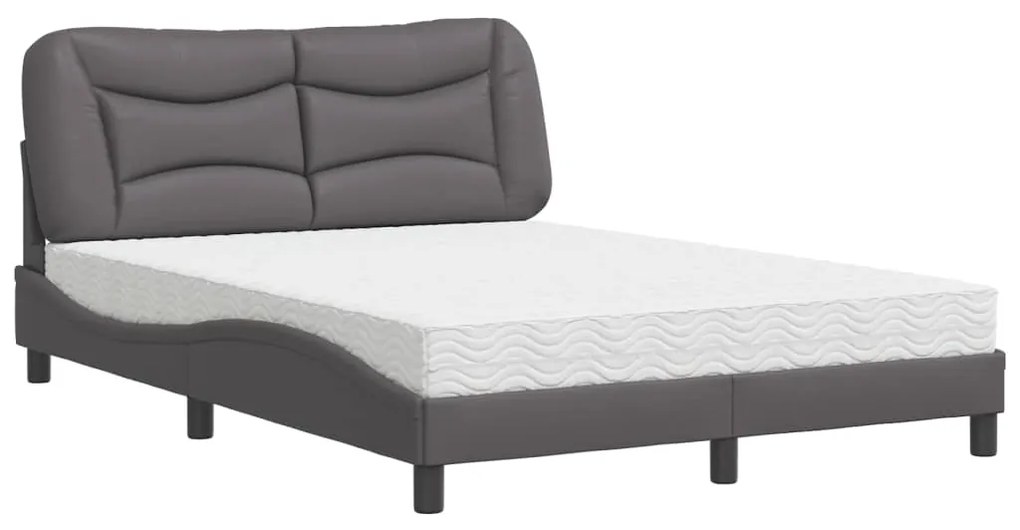 Letto con materasso grigio 140x200 cm in similpelle