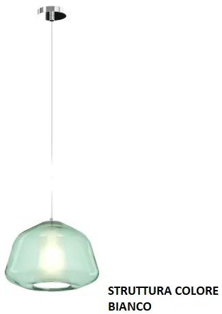 Sospensione bianco 1 luce vetro alpha verde 1176bi-s1 alpha-ve