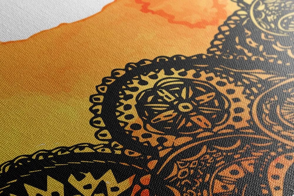 Quadro su tela – Mandala acquerello arancione