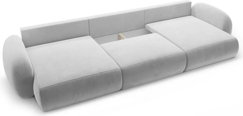 Divano angolare grigio chiaro allungabile/con contenitore (a U) con rivestimento in velluto Tonale – Cosmopolitan Design