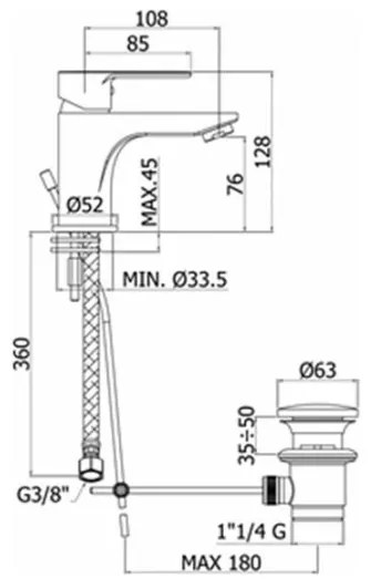 Miscelatore lavabo Paffoni serie Blu scarico con piletta BLU 075 CR