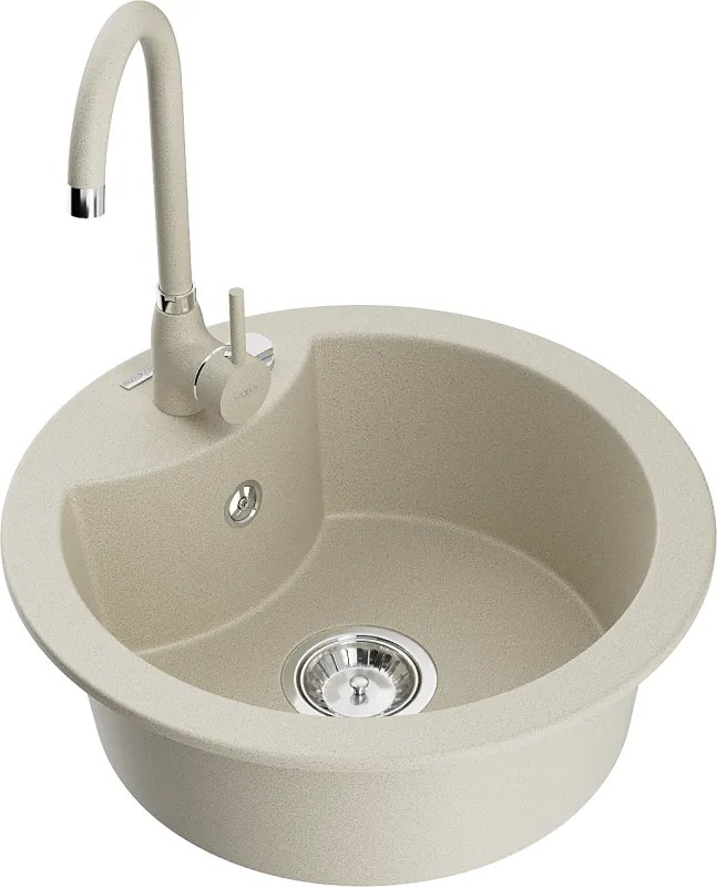 Mexen Diego lavello in granito 1-vasca con miscelatore cucina Telma, beige - 6512-69-670200-69