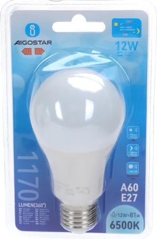 Lampadina LED con sensore crepuscolare A60 E27/12W/230V 6500K - Aigostar