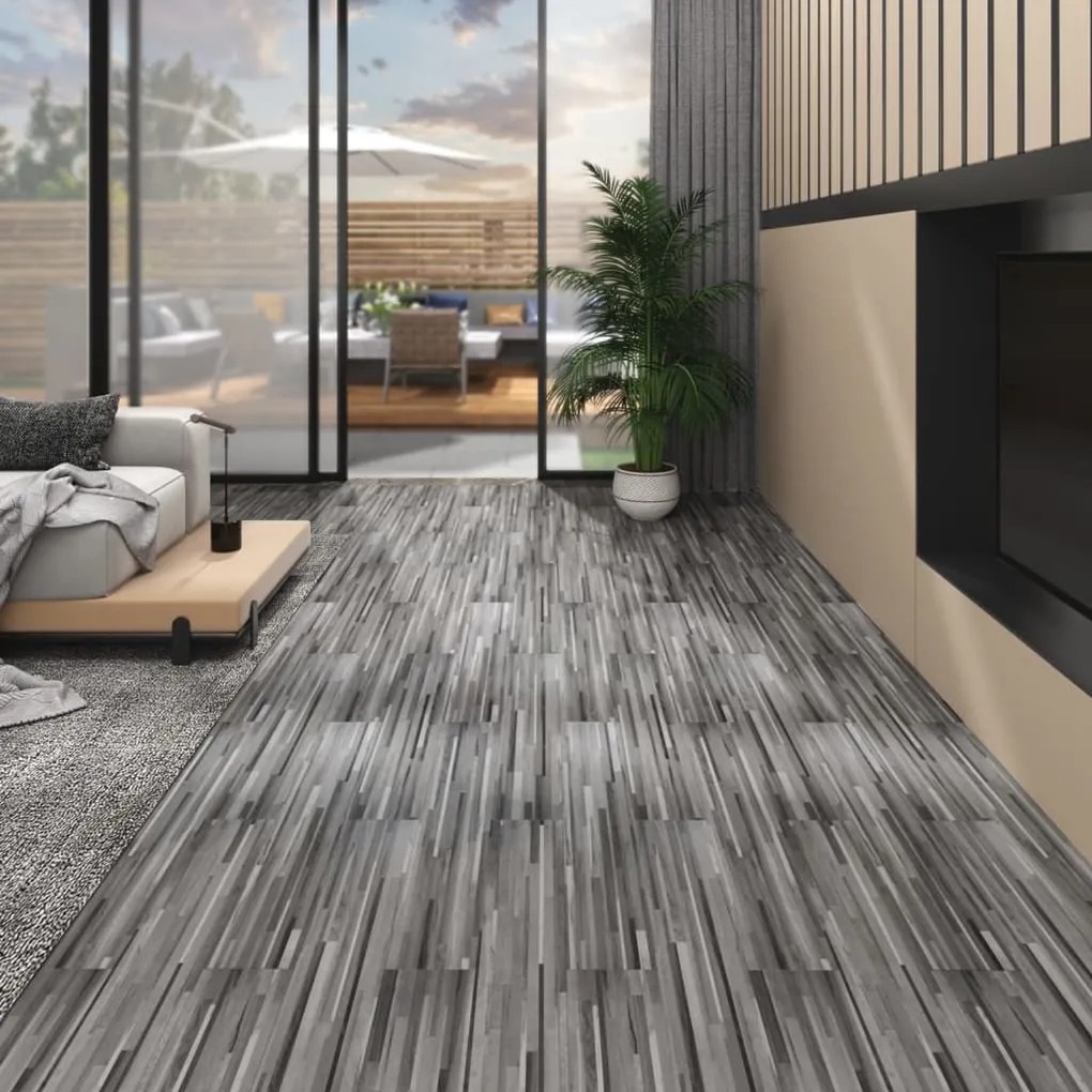 Listoni Pavimenti Non Autoadesivi Pvc 5,26m² 2mm Grigio A Righe /