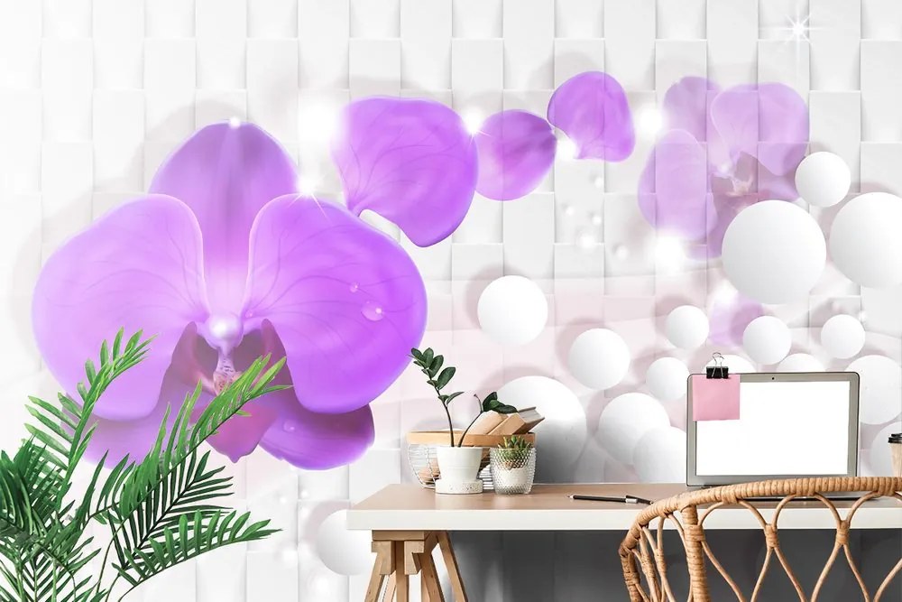 Carta da parati – Orchidea su sfondo astratto