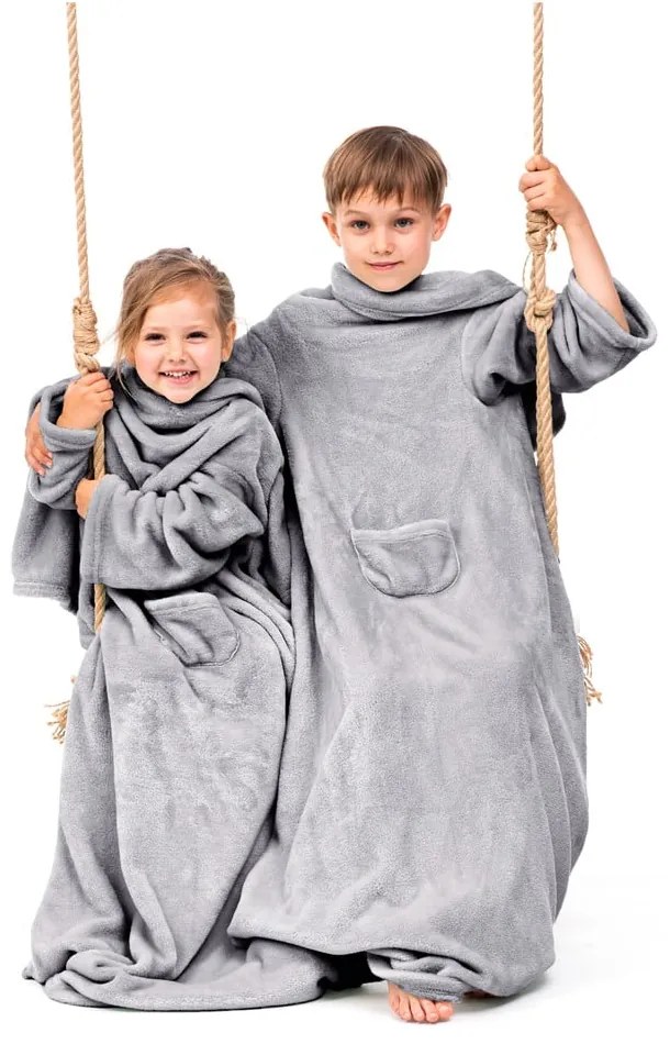 Coperta TV per bambini grigia con maniche Lazykids Lazy Kids - DecoKing