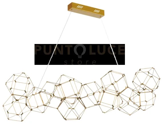 Lampada a sospensione lineare lucciola 12 ottone, led 3000k 57,6w, ...