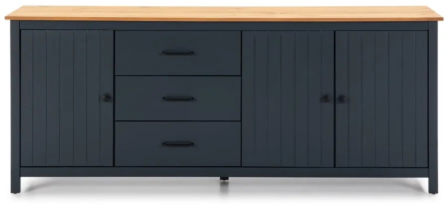 Cassettiera bassa blu scuro in legno di pino 190x80 cm Miranda - Marckeric