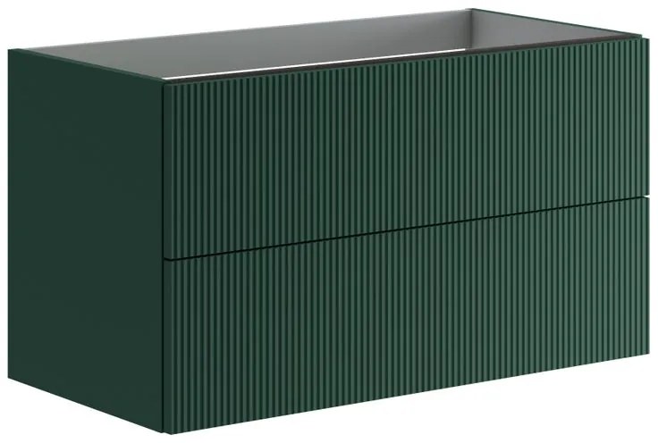 Mobile da bagno sospeso sotto lavabo Opera L 89.5 x H 50 x P 45.5 cm verde laccato opaco, 2 cassetti VISOBATH