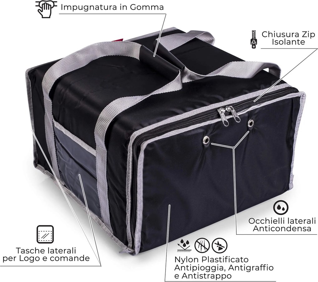 Borsa Termica Porta Pizze da Asporto 6 Cartoni Safemi Express 6 Nera...