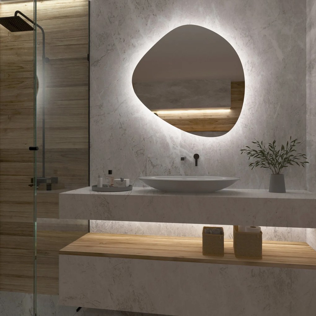 Specchio a forma di ciottolo con luce LED G5