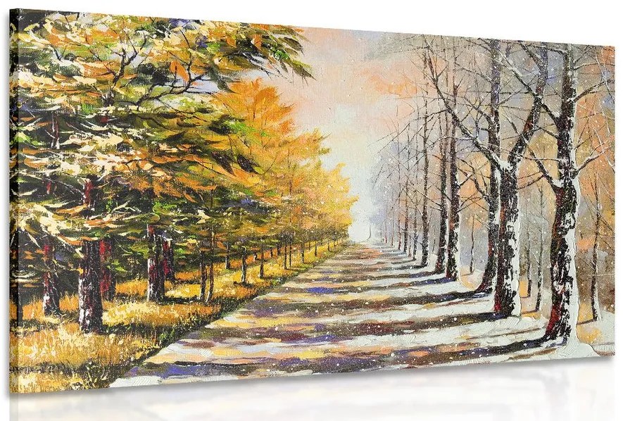 Quadro su tela – Viale alberato autunnale