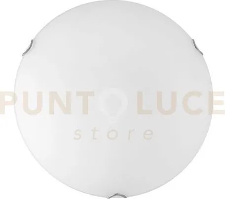 Plafoniera oblo bianca 4 luci attacco e27 50x50x9,5cm in vetro