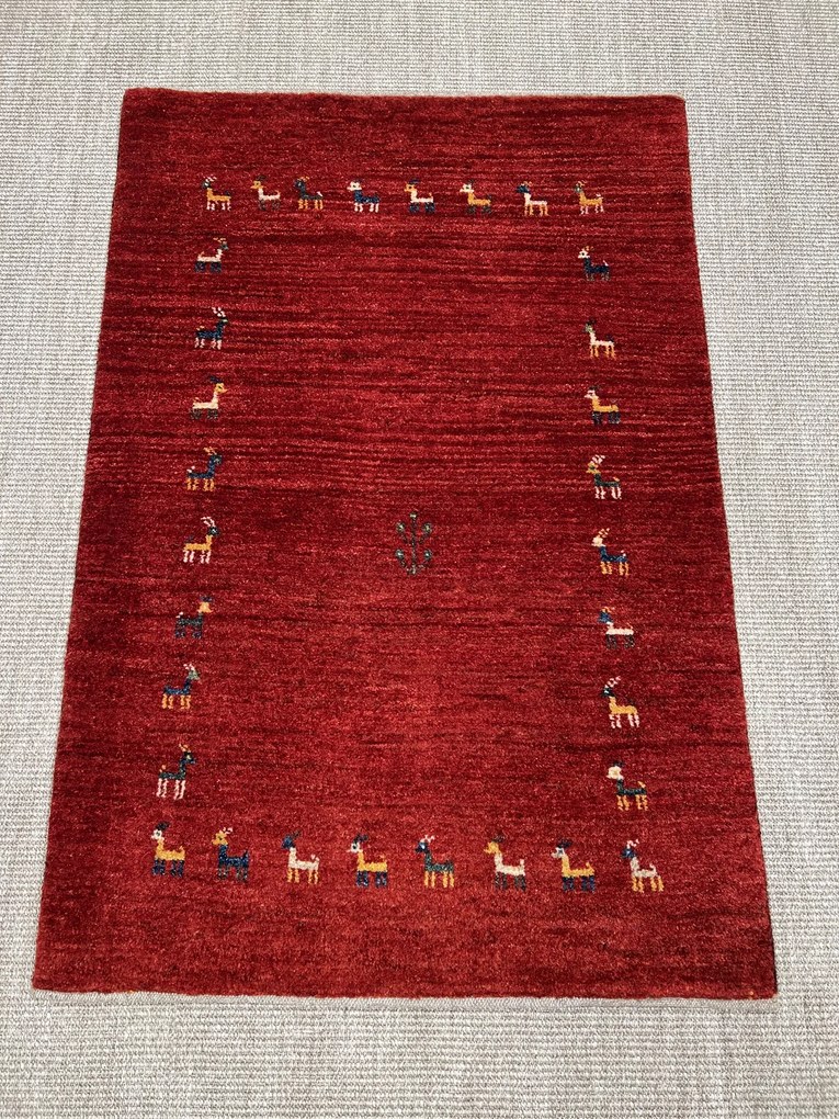 Gabbeh Tappeto 120x80 Rosso (Iran) Annodato A Mano
