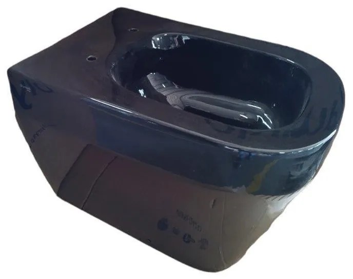 Vaso WC filomuro OLYMPIA CERAMICA tutto evo nero lucido, sedile escluso P 53 x L 36 x H 42.5 cm