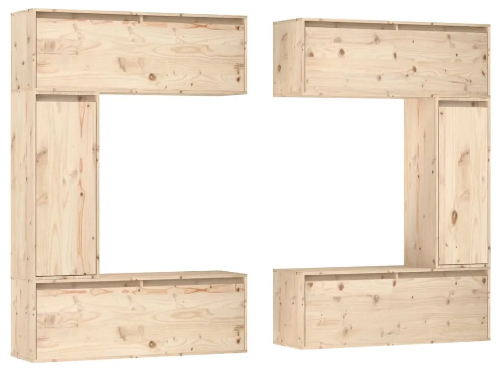 Mobili porta tv 6 pz in legno massello di pino