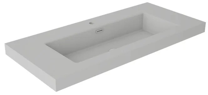 Lavabo da incasso con bordo a vista d'appoggio rettangolare vasca centrale Nantes L 101 x H 6 x P 46 cm in resina grigio