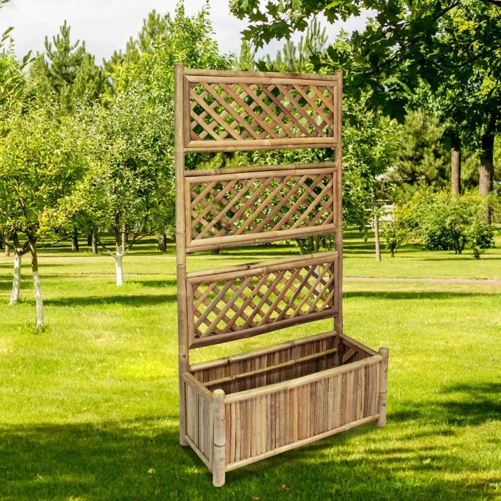 Letto Rialzato Da Giardino Con Graticcio İn Bambù 70 Cm /