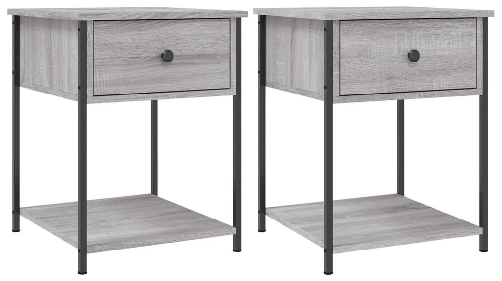 Comodini 2 pz Grigio Sonoma 44x45x58 cm in Legno Multistrato