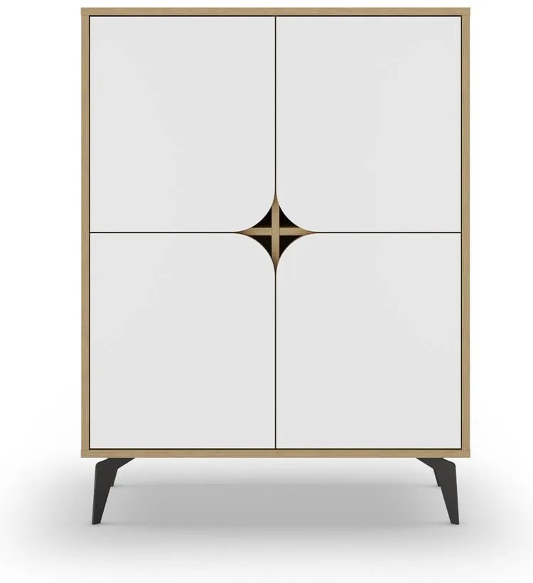 Mobile in rovere decorato in bianco e naturale 90x120 cm Nola - Marckeric