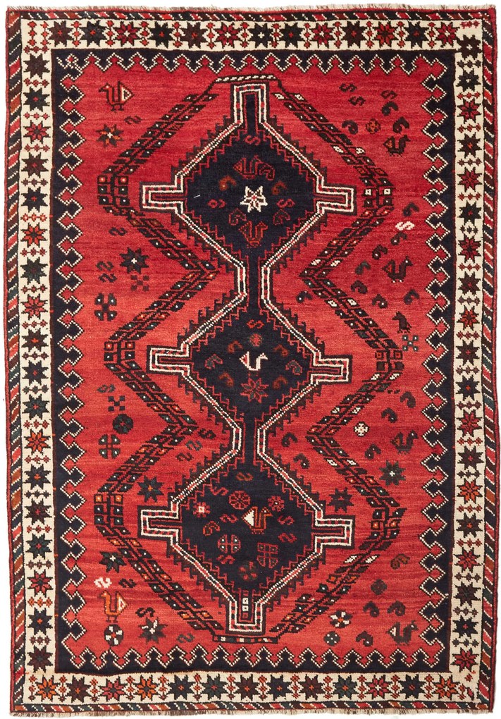 Shiraz Tappeto 250x180 Rosso (Iran) Annodato A Mano