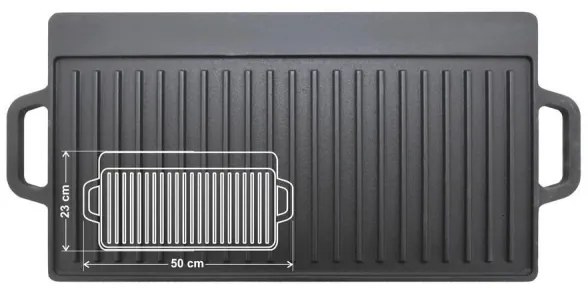 Piastra grill a doppia faccia 50x23 cm