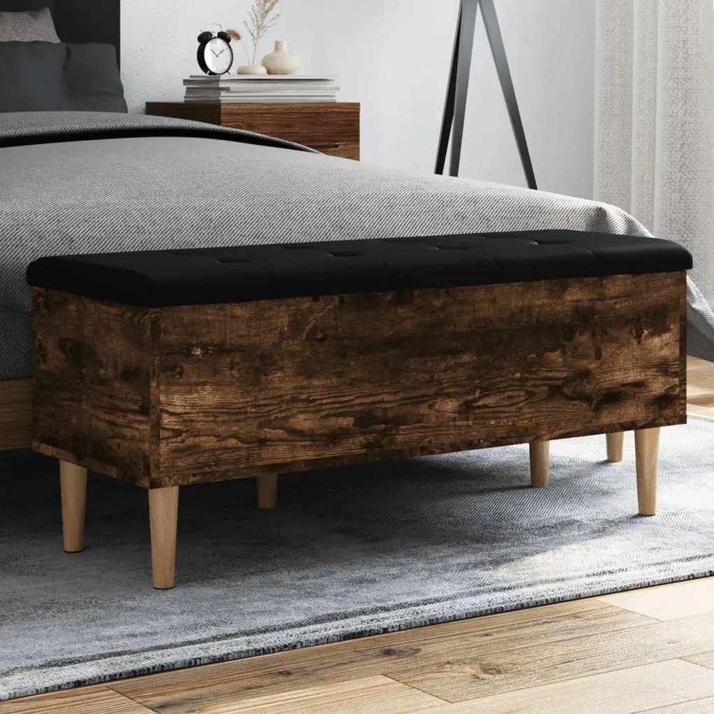 Panca Portaoggetti Rovere Fumo 102x42x46 Cm Legno Multistrato /