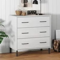 Credenza con 3 Cassetti Bianca 77x40x79,5cm Legno Massello OSLO 350981